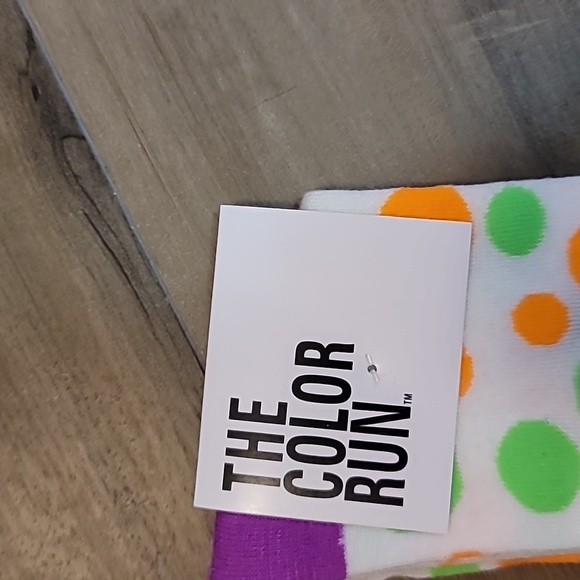 THE COLOR RUN knee high socks polka dot purple green orange neon - Picture 3 of 4